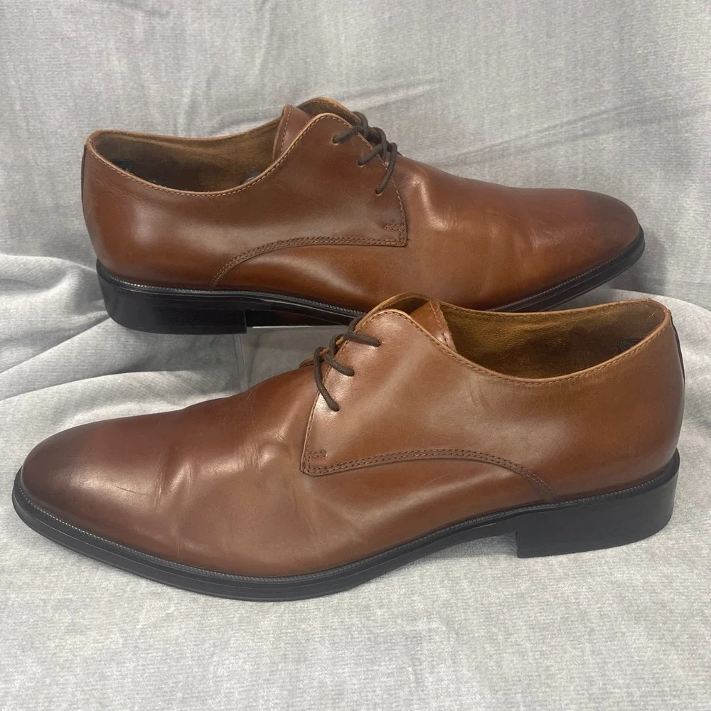 Kenneth‎ Cole Tully Derby Mens 10M Brown Leather Dress Shoes Techni-Cole